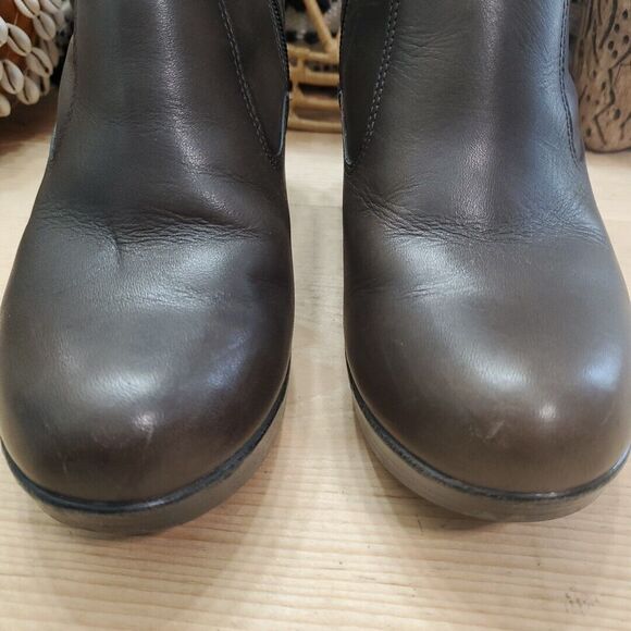 Dansko Faith Stud Wedge Ankle Boots Womens 7.5-8/38 Leather Brown Gore Comfort - Picture 3 of 16